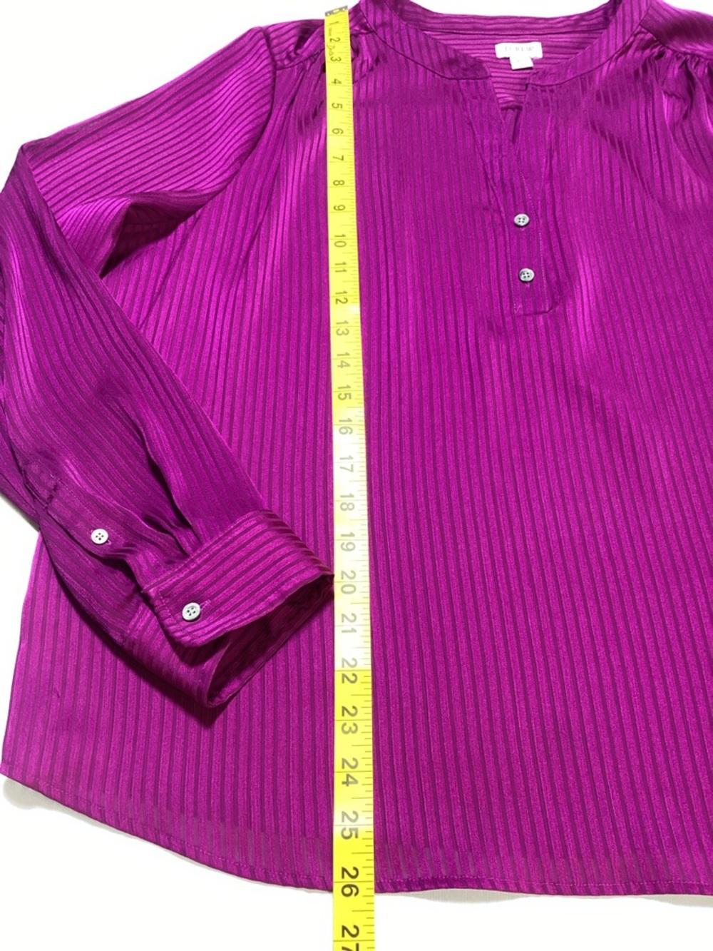 J. Crew Factory Shadow-striped Long-Sleeve Popover Placket Blouse - Picture 7 of 9